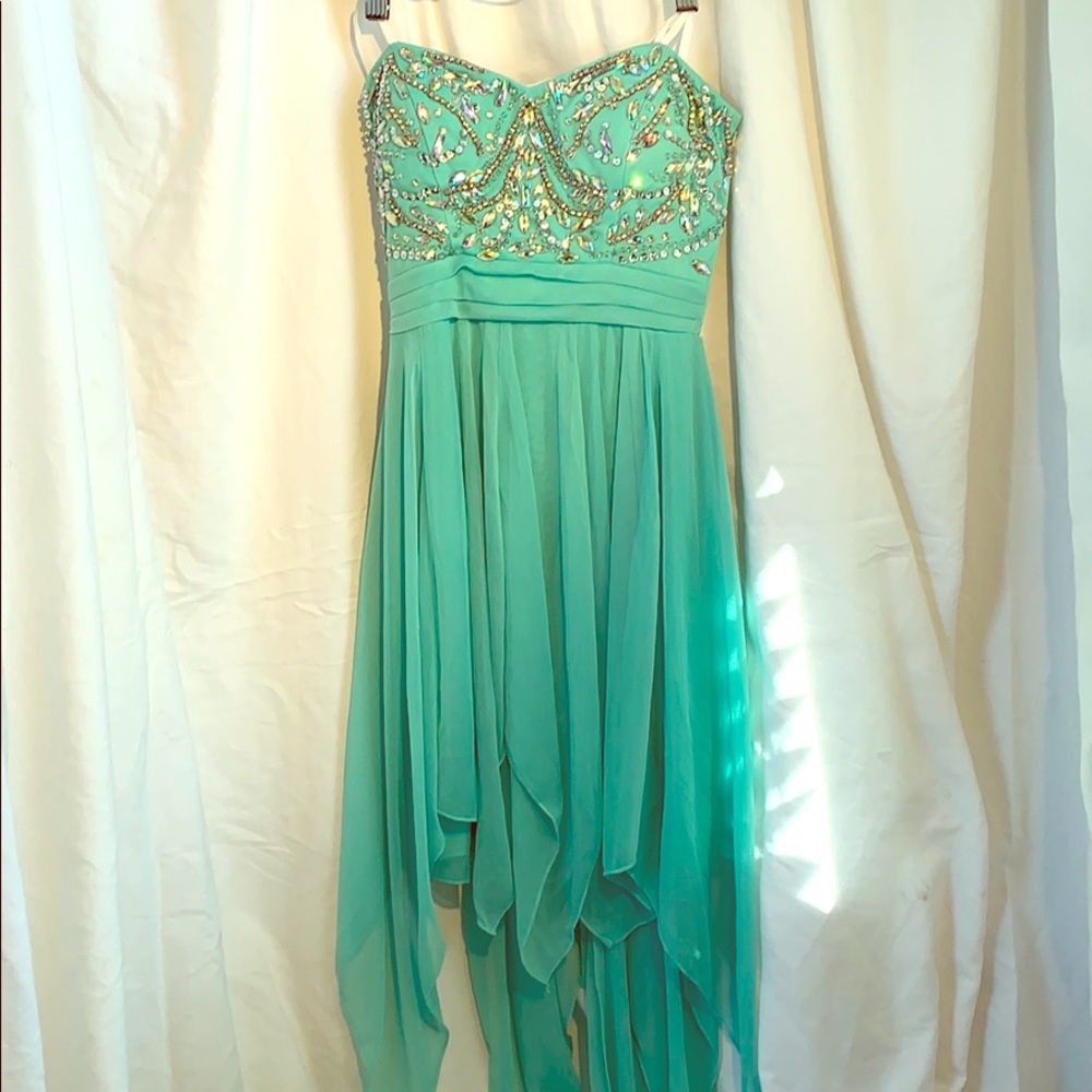 3/20 City triangles mint Green Party dress “TINK” tinker bell looking dress